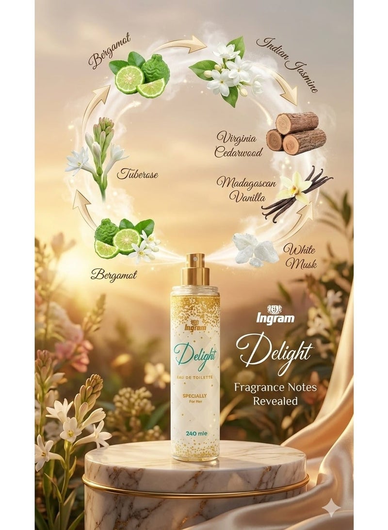 إنجرام ديلايت بادي ميست سبلاش زهرة الفانليا البيضاء  240 مل - Image 2