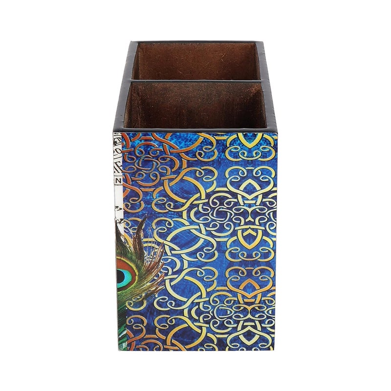 BeFunky BeFunky Designer MDF Wooden Cutlery StandHolder Organizer for Dining Table Kitchen Peacock Design with Special Enamel Coating  - Image 3