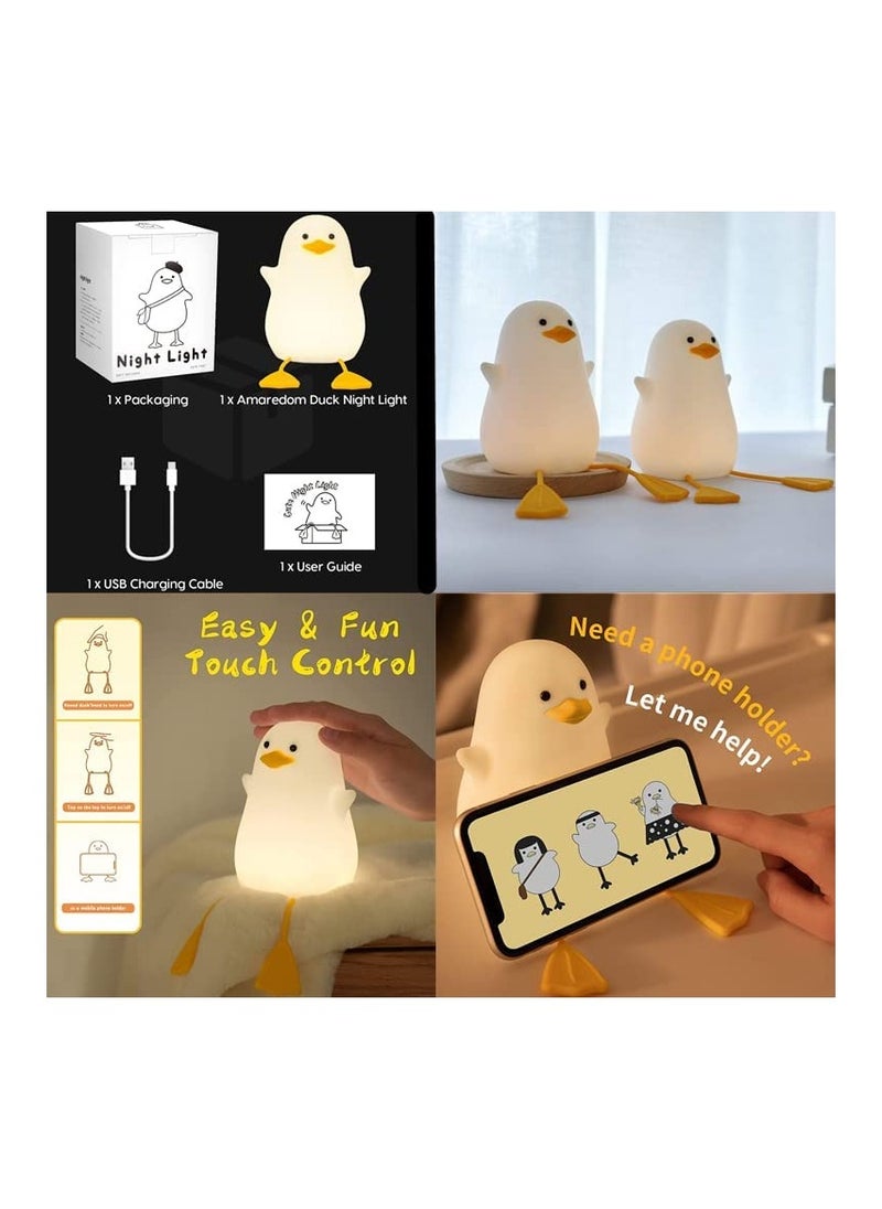 Hawaii - Duck Night Light for Kids Soft Silicone Rechargeable Night Lamp for Kids Room Touch Control Dimming Cute Portable Night Light Gifts for Boys Girls - Image 1