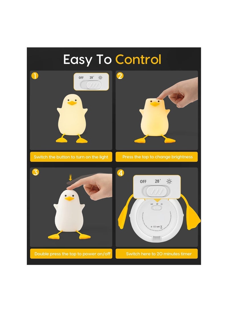 Hawaii - Duck Night Light for Kids Soft Silicone Rechargeable Night Lamp for Kids Room Touch Control Dimming Cute Portable Night Light Gifts for Boys Girls - Image 1