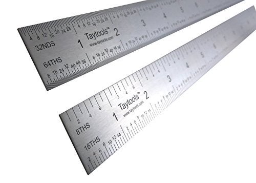 Taytools 12" Rigid Machinist Rule Ruler Hardened Spring Steel 4R Graduations in 1/8", 1/16", 1/32" and 1/64" MRSAE-12 - Image 1