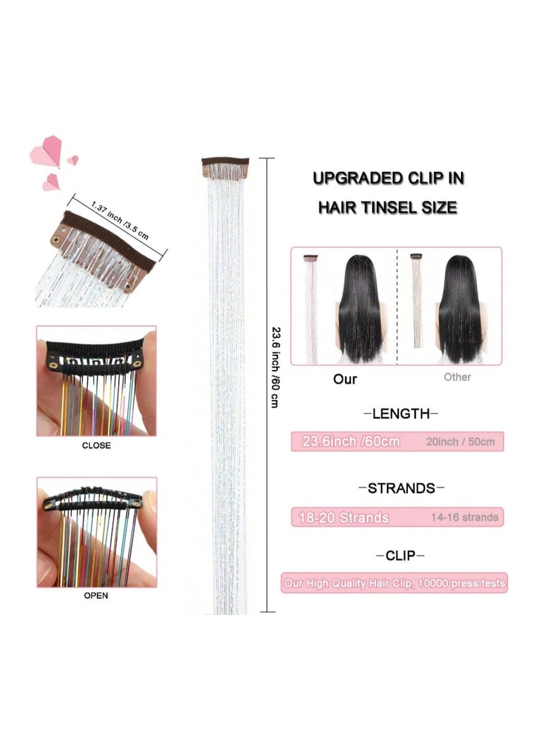 5 Pieces / Set of Colorful Glitter Hair Clips 60cm Long, Heat Resistant Glitter Fairy Hair Accessory Set, Suitable for Women (Colorful) - Image 2