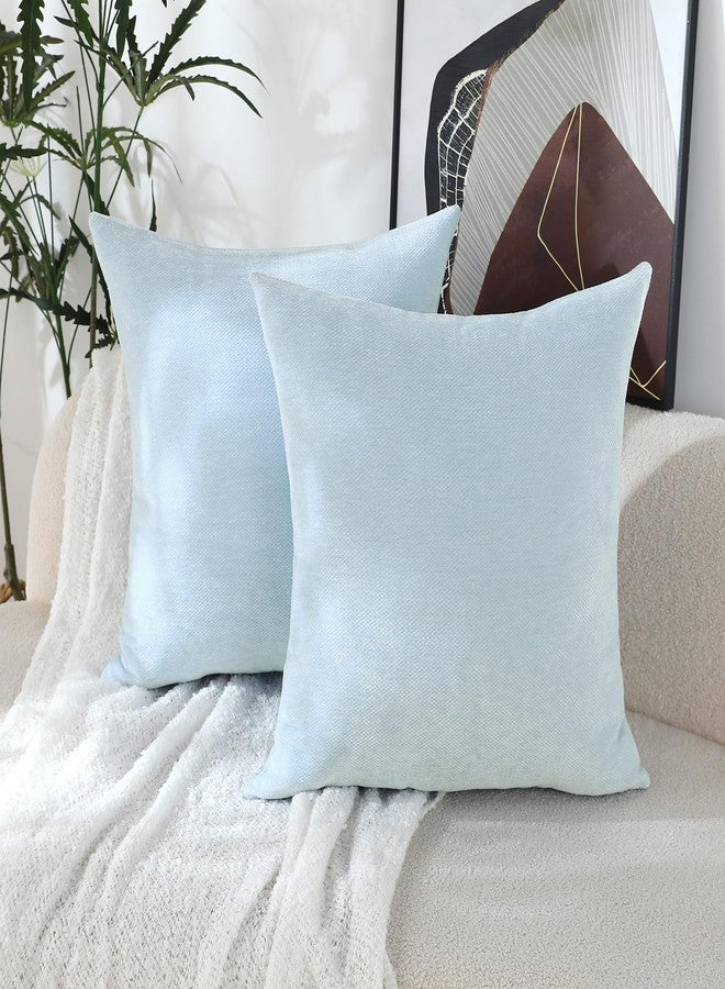 Jeneoo Baby Blue Decorative Throw Pillow Covers Soft Chenille Comfy Square Couch Cushion Cases for Livingroom Bed Sofa Decor (Set of 2, 18 x 18 Inches) - Image 2