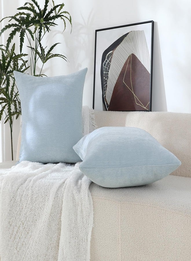 Jeneoo Baby Blue Decorative Throw Pillow Covers Soft Chenille Comfy Square Couch Cushion Cases for Livingroom Bed Sofa Decor (Set of 2, 18 x 18 Inches) - Image 3