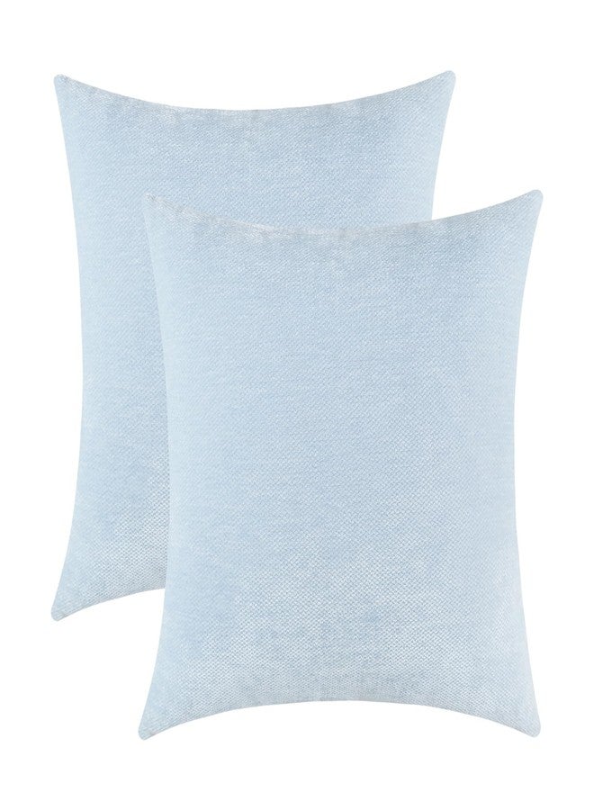 Jeneoo Baby Blue Decorative Throw Pillow Covers Soft Chenille Comfy Square Couch Cushion Cases for Livingroom Bed Sofa Decor (Set of 2, 18 x 18 Inches) - Image 1