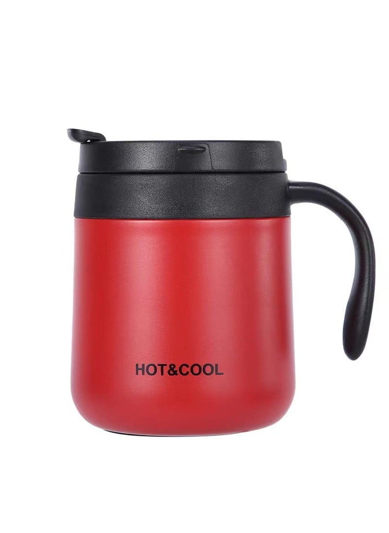Leeonz Leeonz 350ml Thermos Cup 304 Stainless Steel Insulated Coffee Mug with Handle Thermos Cup for Home Office (Red)  - Image 1