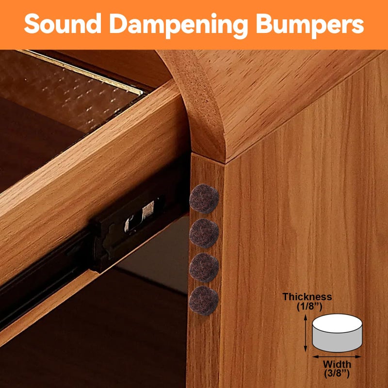 FURNIMATE Felt Cabinet Door Bumpers-Small Felt Pads For Cabinet Doors  Cabinet Bumpers Felt  3/8"" Diameter 100Pcs  3Mm Thick Self Adhesive Brown - Image 2