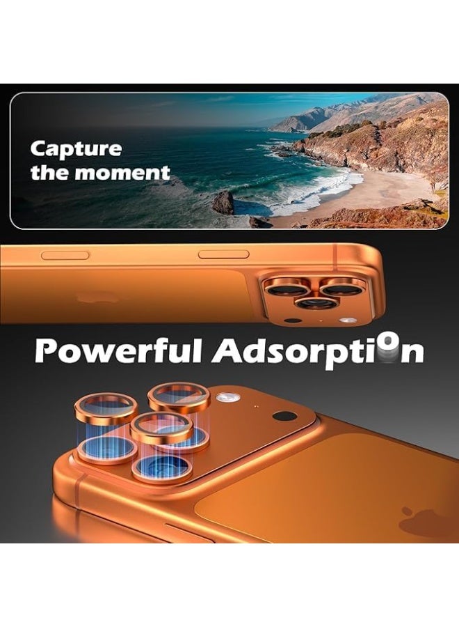 ELTRAZONE Camera Lens Protection for 17 Pro / 17 Pro Max – Ultra-HD Tempered Glass Cover, Quick 1-Second Installation, Scratch & Shock Resistant, Durable Orange Protective Lens Shield - Image 3