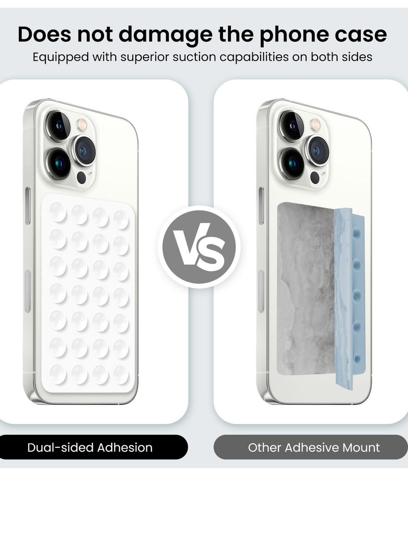 2-piece set of 40 silicone suction cup phone cases, double-sided installation, hands-free grip for phone accessories, suitable for selfies and videos, square double-sided silicone phone holder, transparent color for iPhone and Android - Image 3