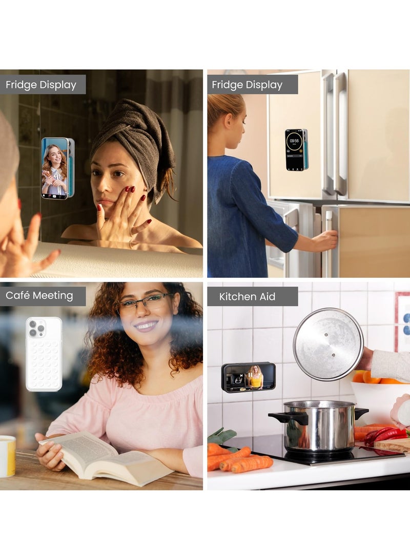 2-piece set of 40 silicone suction cup phone cases, double-sided installation, hands-free grip for phone accessories, suitable for selfies and videos, square double-sided silicone phone holder, transparent color for iPhone and Android - Image 4