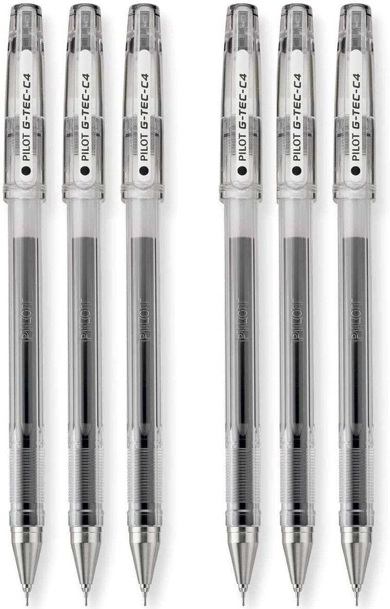 PILOT G-Tec-C Gel Ink Rolling Ball Pens, Ultra Fine Point (0.4mm), Black Ink, 6 PACK - Image 1