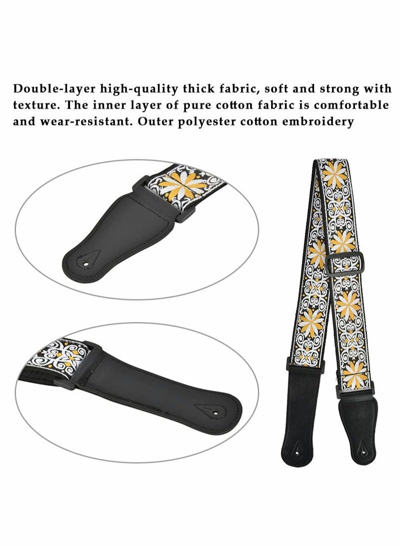 KASTWAVE Embroidery Guitar Strap, Adjustable Guitar Strap/Bass Strap, Cotton Strap for Bass, Electric & Acoustic Guitars (Length 95-158cm, Width 50cm) - Image 5
