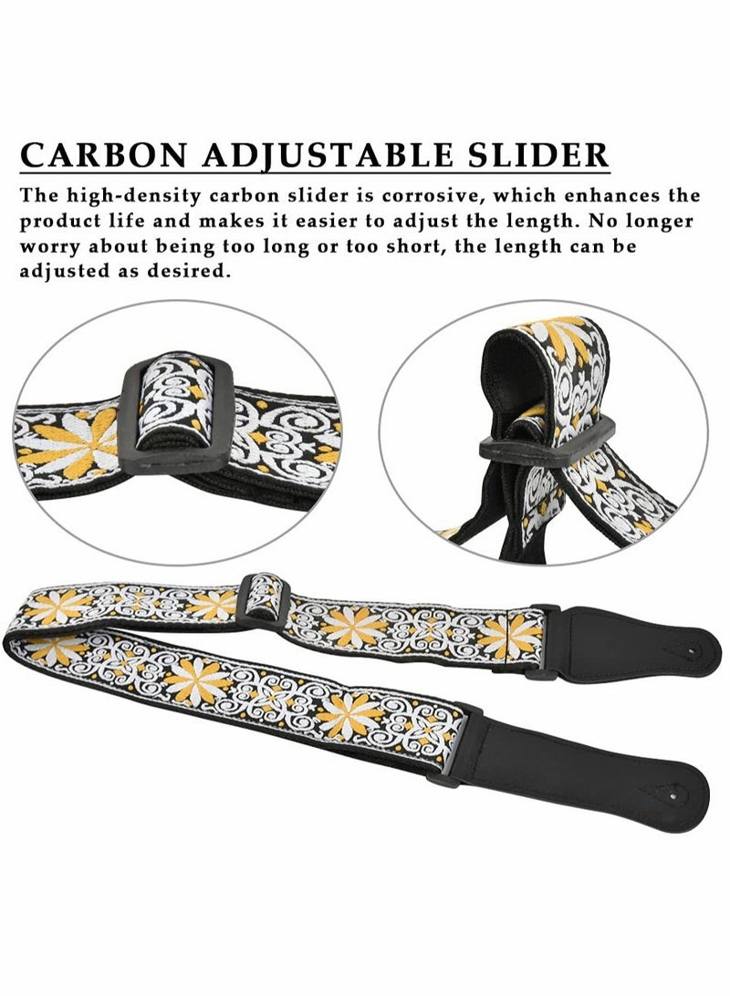 KASTWAVE Embroidery Guitar Strap, Adjustable Guitar Strap/Bass Strap, Cotton Strap for Bass, Electric & Acoustic Guitars (Length 95-158cm, Width 50cm) - Image 3