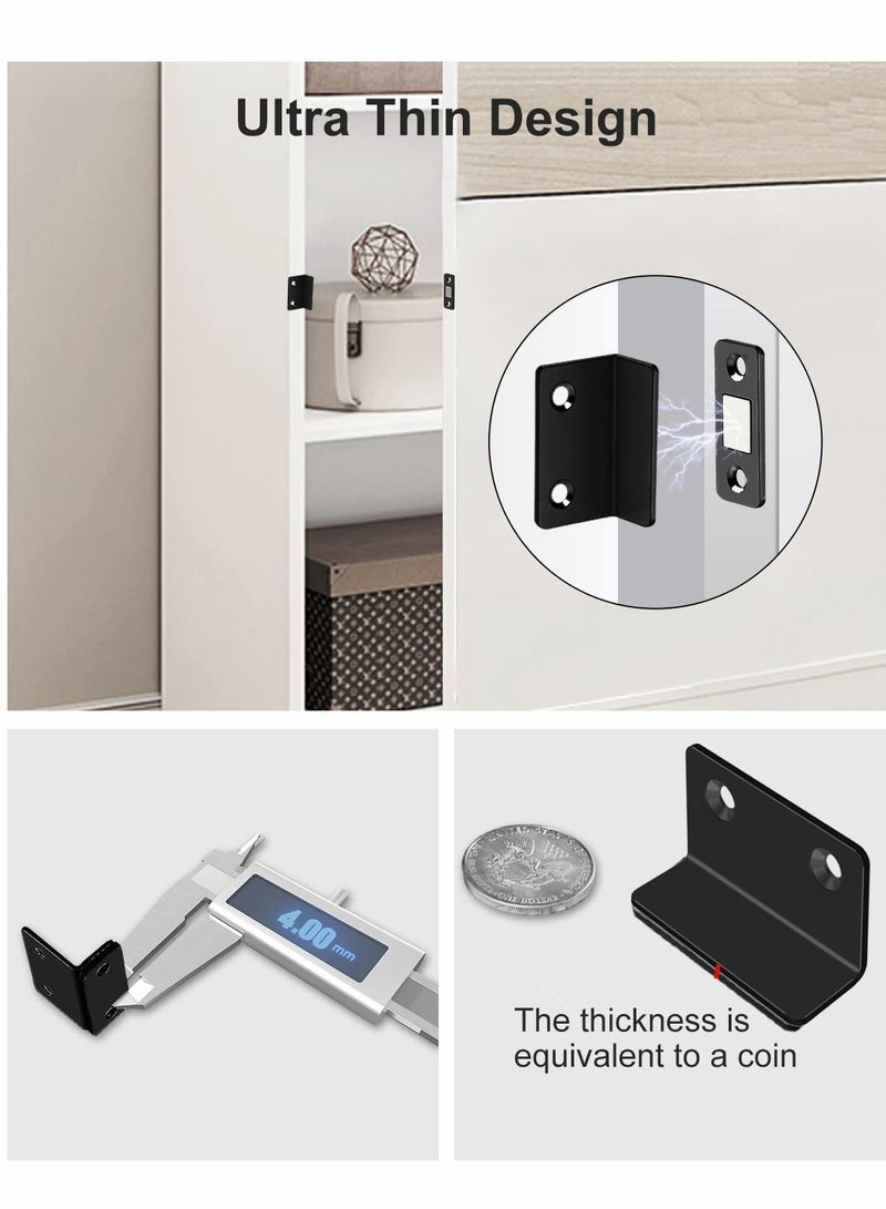 Magnetic Door Catch 4 Pack, Ultra Thin Cabinet Door Magnetic Catch for Drawer Magnets Adhesive Cabinet Latch Magnetic Closures for Kitchen Closet Door Closing Magnetic Catch Closer - Image 3