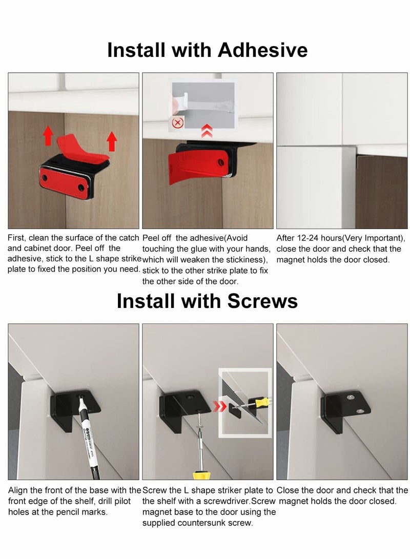 Magnetic Door Catch 4 Pack, Ultra Thin Cabinet Door Magnetic Catch for Drawer Magnets Adhesive Cabinet Latch Magnetic Closures for Kitchen Closet Door Closing Magnetic Catch Closer - Image 4