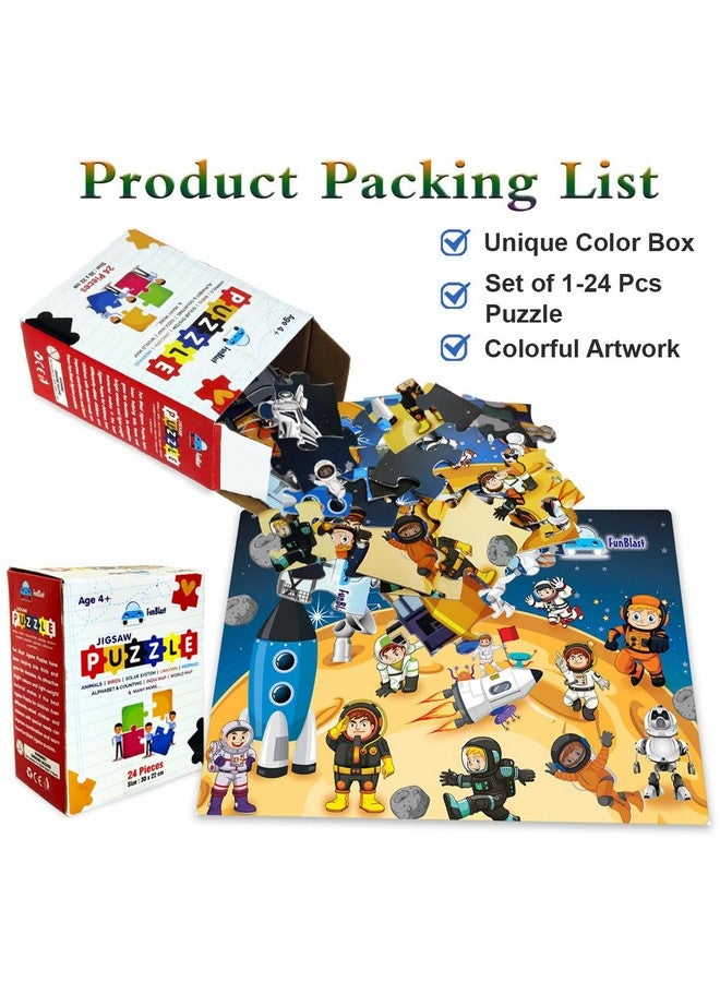 فنبلاست ألغاز الصور المقطوعة من فن بلاست للأطفال - ألغاز صور رواد الفضاء الخارجي، ألغاز أرضية للأطفال، ألعاب ألغاز تعليمية للأطفال من سن 3 سنوات فما فوق، 24 قطعة (متعددة الألوان) - Image 5