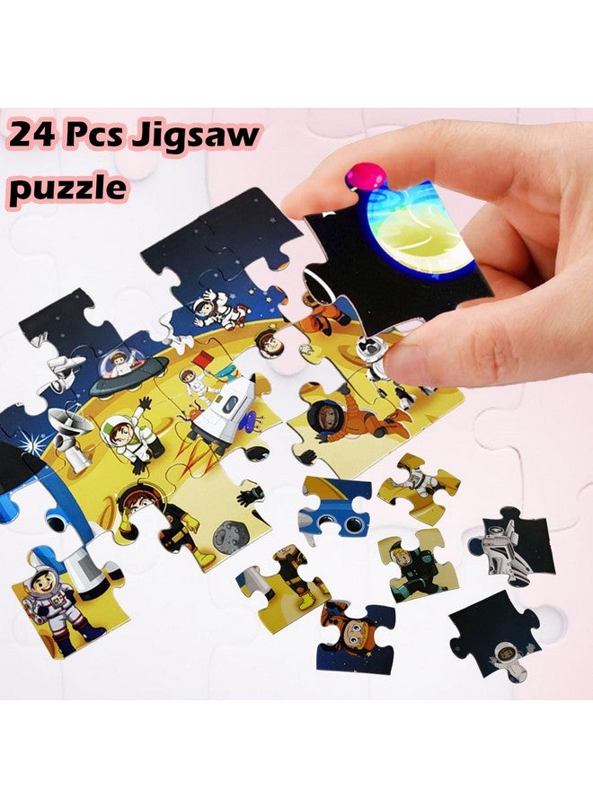 فنبلاست ألغاز الصور المقطوعة من فن بلاست للأطفال - ألغاز صور رواد الفضاء الخارجي، ألغاز أرضية للأطفال، ألعاب ألغاز تعليمية للأطفال من سن 3 سنوات فما فوق، 24 قطعة (متعددة الألوان) - Image 4