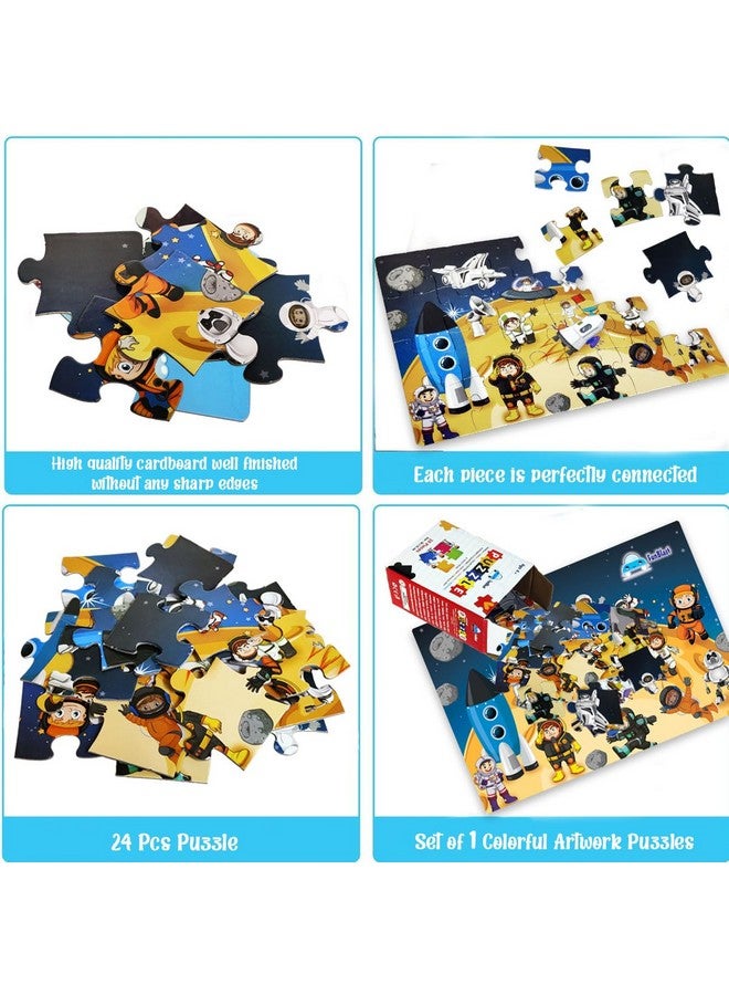 فنبلاست ألغاز الصور المقطوعة من فن بلاست للأطفال - ألغاز صور رواد الفضاء الخارجي، ألغاز أرضية للأطفال، ألعاب ألغاز تعليمية للأطفال من سن 3 سنوات فما فوق، 24 قطعة (متعددة الألوان) - Image 3