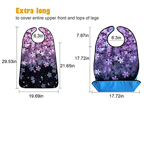 VOPHIA 3 Pack Adult Bibs for Eating Cherry Blossoms Women Bib-Washable Reusable Waterproof Clothing Protector with Detachable Crumb Catcher 29.53"x19.69" - Image 3