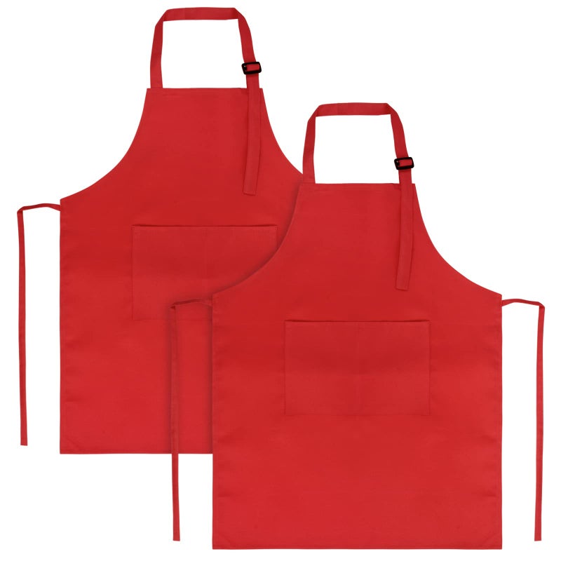SINLAND Kids Apron with Pocket 2 Pack Adjustable Children Chef Apron for Cooking Baking Painting M 612 Years
