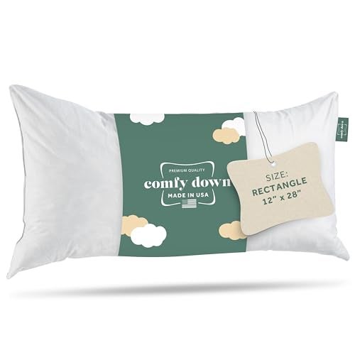 ComfyDown Decorative Throw Pillow Insert Down and Feather Fill 100 Cotton Cover 233 Thread Count  Made in USA 12 X 28 - Image 1