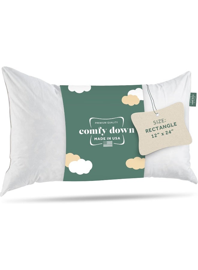 ComfyDown Decorative Throw Pillow Insert Down and Feather Fill 100 Cotton Cover 233 Thread Count  Made in USA 12 X 28 - Image 2
