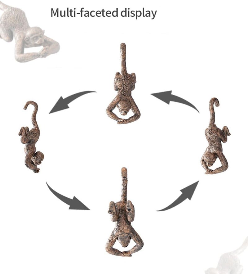 JARPSIRY Funny Hanging Monkey Flower Pot Hugger Figurines Vintage Bronze Resin Animal Statue Planter Pot Decorations for Home Garden Fence Balcony Patio Lawn Yard Ornaments - Image 3