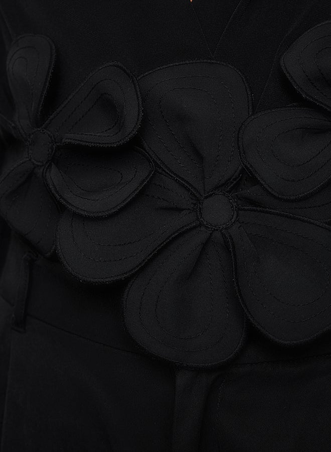 trendyol Black Applique Flower Detailed Snap Knit Bodysuit TPRAW25BD00011 - Image 4