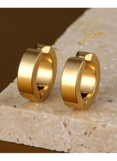 Julia Store 18K Gold Plated Stainless Steel Men Women Clip On Earrings Hoop Huggie Non-Piercing By Julia Store  - Image 1