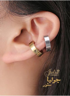 Julia Store 18K Gold Plated Stainless Steel Men Women Clip On Earrings Hoop Huggie Non-Piercing By Julia Store  - Image 2