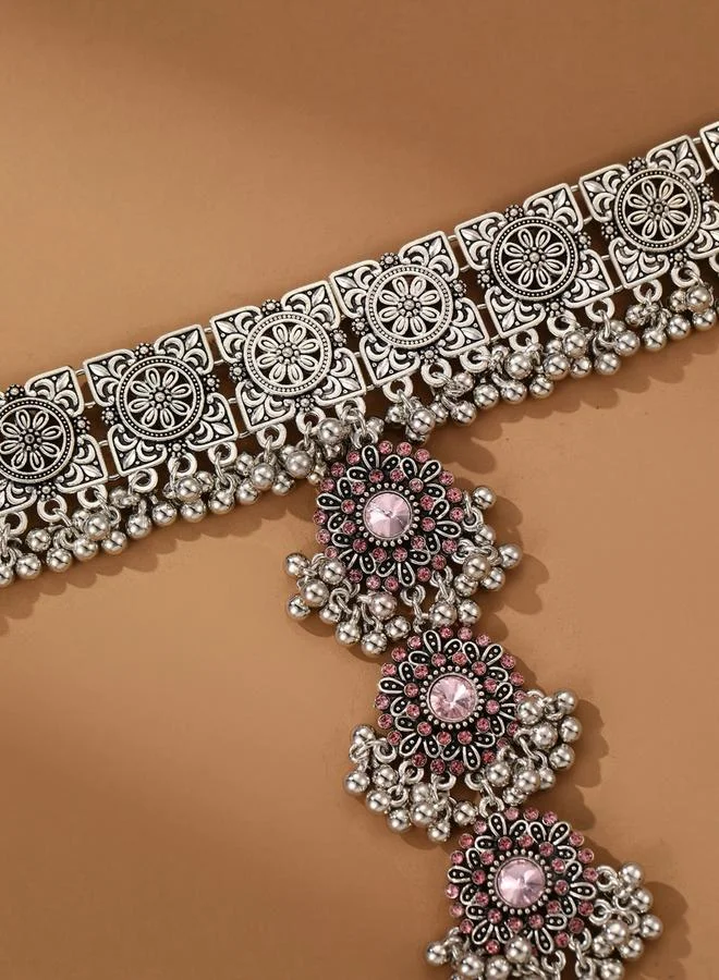 Take Two Take Two Silver Texture Tassel Hand Chain Bracelet