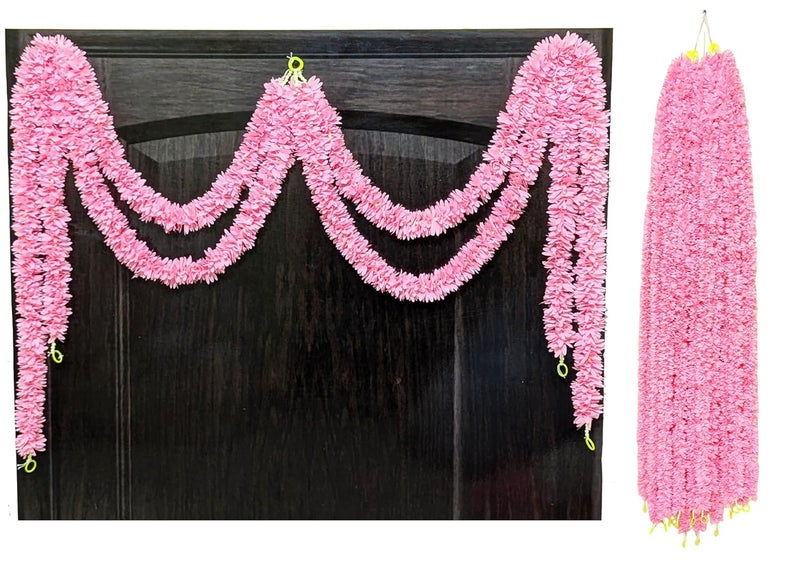afarza Artificial Flower Garland Toran Wall Hanging for Door Entrance Home Decoration Backdrop Pooja Gift Bandarwal 4 Pieces BABYPINK - Image 1