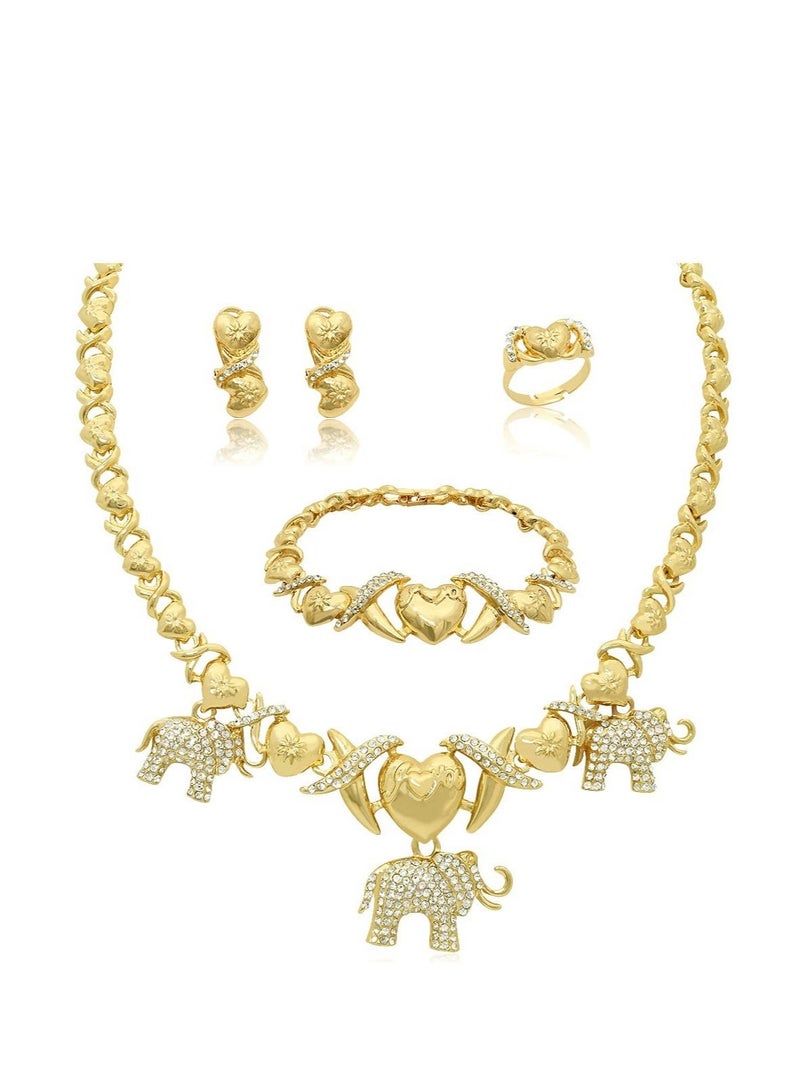 Captaintech Women Jewelry Necklace Set, Bridesmaid Jewelry Set for Wedding, 18K Gold Plated Bride Bridesmaid Fashion Rhinestone Wedding Jewelry, for Bridesmaids Bridal Party Prom (Elephant) - Image 1