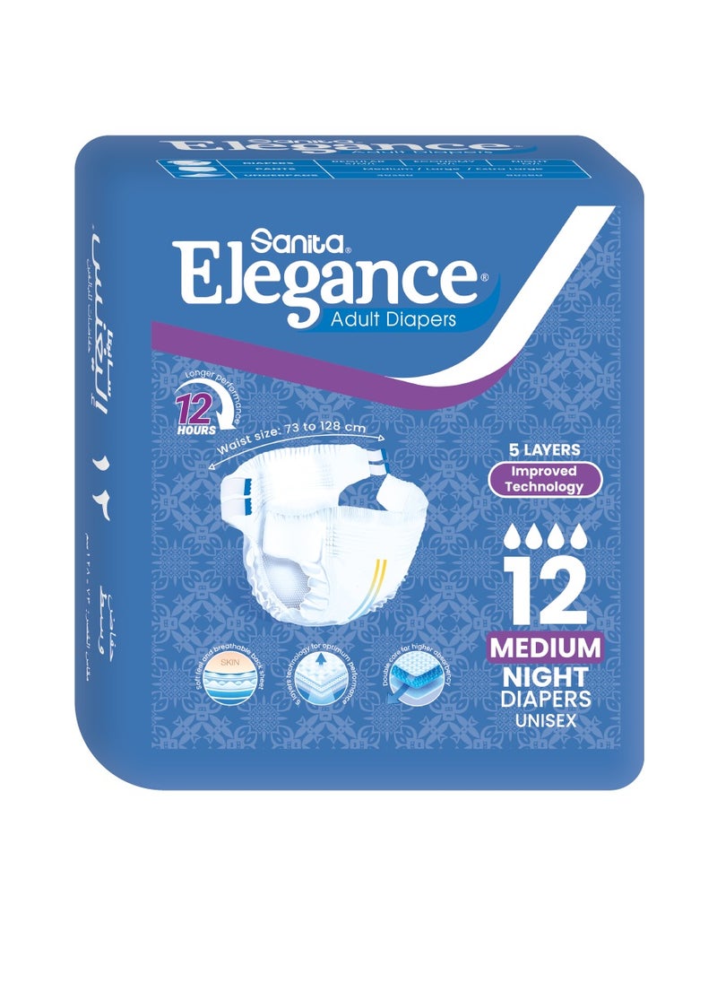 Sanita Elegance - Adult Diapers 12 medium Night Diapers Unisex - Image 1