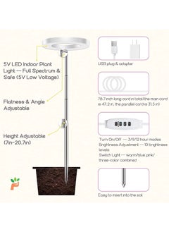CMGTYYD Grow Light for Indoor Plants, Height Adjustable Grow Light With Auto On/Off Timer 3/9/12H,3 Colors,5 Dimmable Brightness Ideal For Small Plants  - Image 2