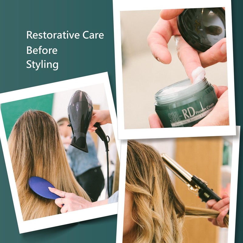 Sh Rd كريم بروتين SH-RD للشعر الجاف التالف، 2.71 أونصة/80 مل - بلسم غير مغسول مع مستخلص إكليل الجبل، بروتين الحرير المهدرج لاستعادة، وتنشيط، وإصلاح الأطراف المتقصفة لجميع أنواع الشعر - Image 4