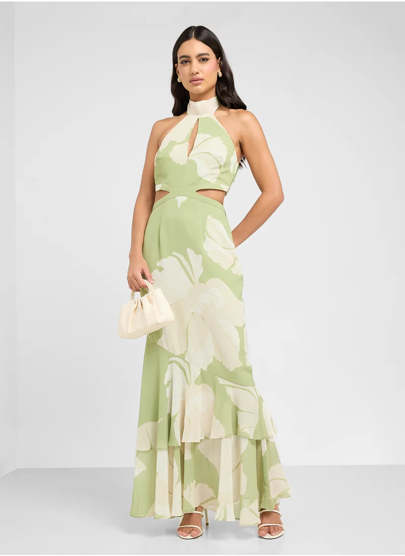 بريتي لافيش Floral Print Keyhole Neck  Maxi Dress