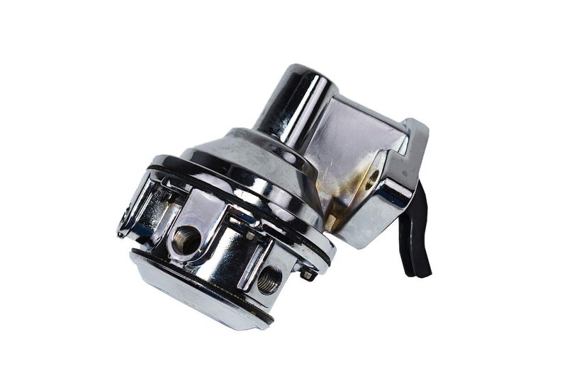 A-Team Performance 12-834 Fuel Pump Small Block Two-Valve Mechanical - Chrome, 6 PSI, 80 GPH - Inline 1/4" NPT Inlet & Outlet with Gaskets - Compatible with Chevy & GMC 262-400 Small Block Engines - Image 2