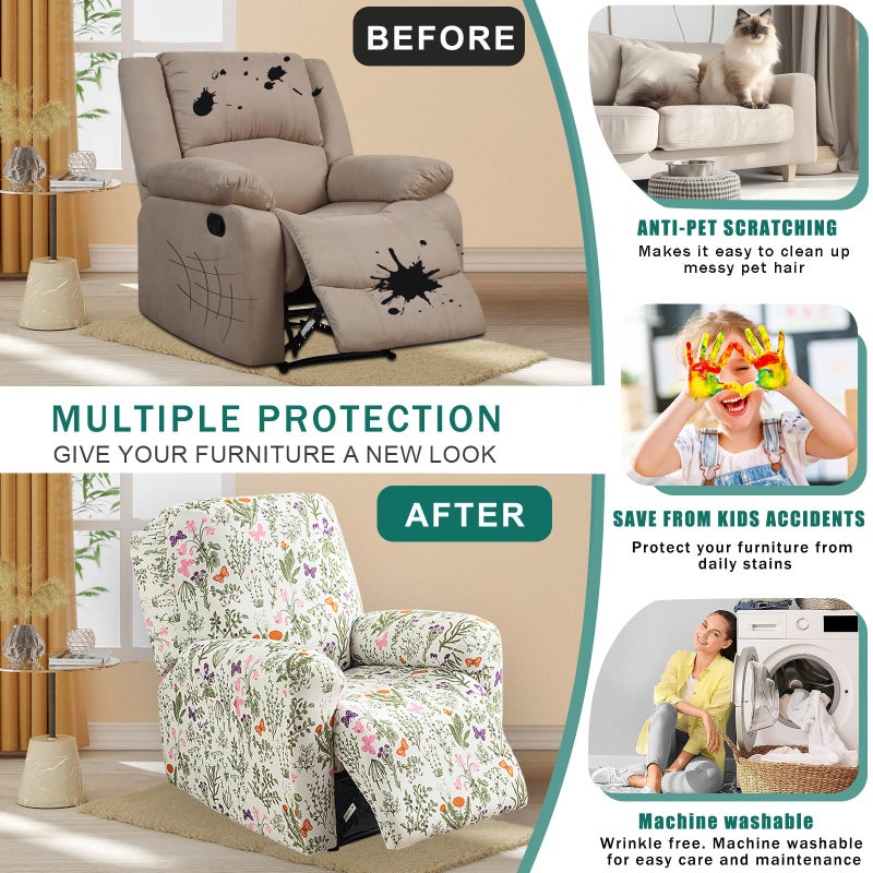 NILUOH Recliner Covers 4 Pieces Stretch Lazy Boy Recliner Chair Covers That Stay in Place, Covers for Electric Power Lift Reclining Chair, Washable Furniture Protector for Pet, Kids, Living Room - Image 4