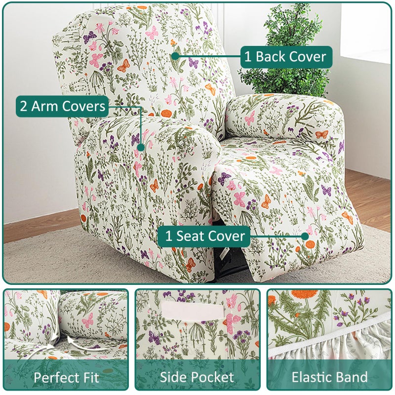 NILUOH Recliner Covers 4 Pieces Stretch Lazy Boy Recliner Chair Covers That Stay in Place, Covers for Electric Power Lift Reclining Chair, Washable Furniture Protector for Pet, Kids, Living Room - Image 2