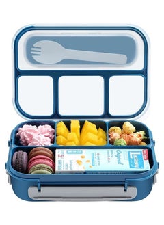 1300ML 4 Compartment Bento Lunch Box for Kids and Adults, BPA Free (Blue)