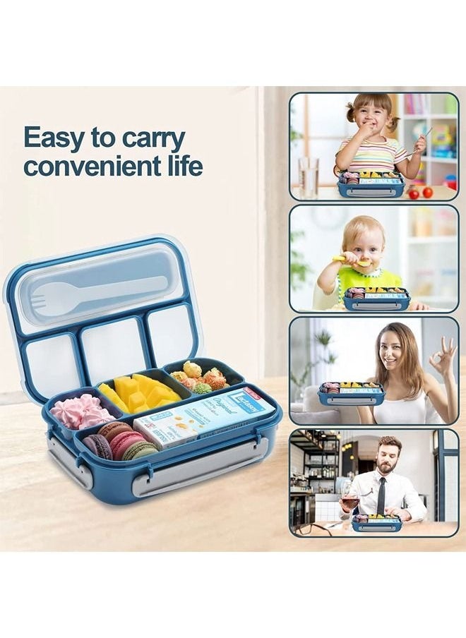 MIXDE - 1300ML 4 Compartment Bento Lunch Box for Kids and Adults, BPA Free (Blue) - Image 1