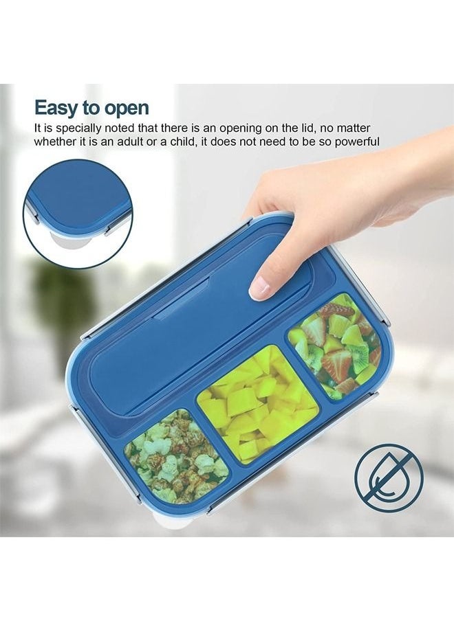 MIXDE - 1300ML 4 Compartment Bento Lunch Box for Kids and Adults, BPA Free (Blue) - Image 1