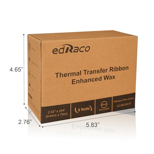 Edraco 8 Rolls Desktop Thermal Transfer Ribbons Enhanced Wax 252 x 24464mm x 74m 05 Core for Zebra Desktop Printer - Image 3