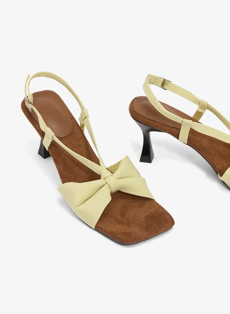 Ella White Mid Heel Sling Back Square Toe Heels for Women | Best Price UAE