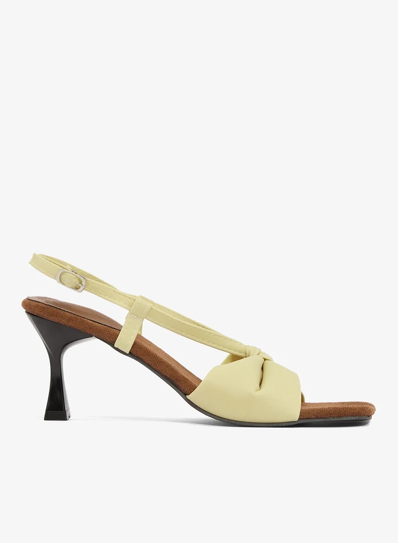Ella White Mid Heel Sling Back Square Toe Heels for Women | Best Price UAE