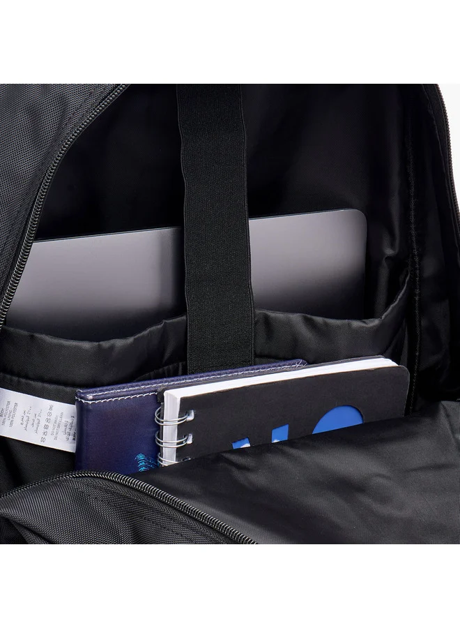 Kappa Unisex Logo Print Backpack with Adjustable Straps and Zip Closure - 17x35x48 cm