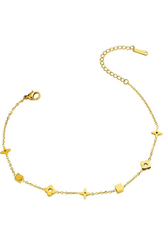 Showday Anklet for ladies in gold, waterproof anklet adjustable (22-27cm) stainless steel I women foot jewelry - Image 1