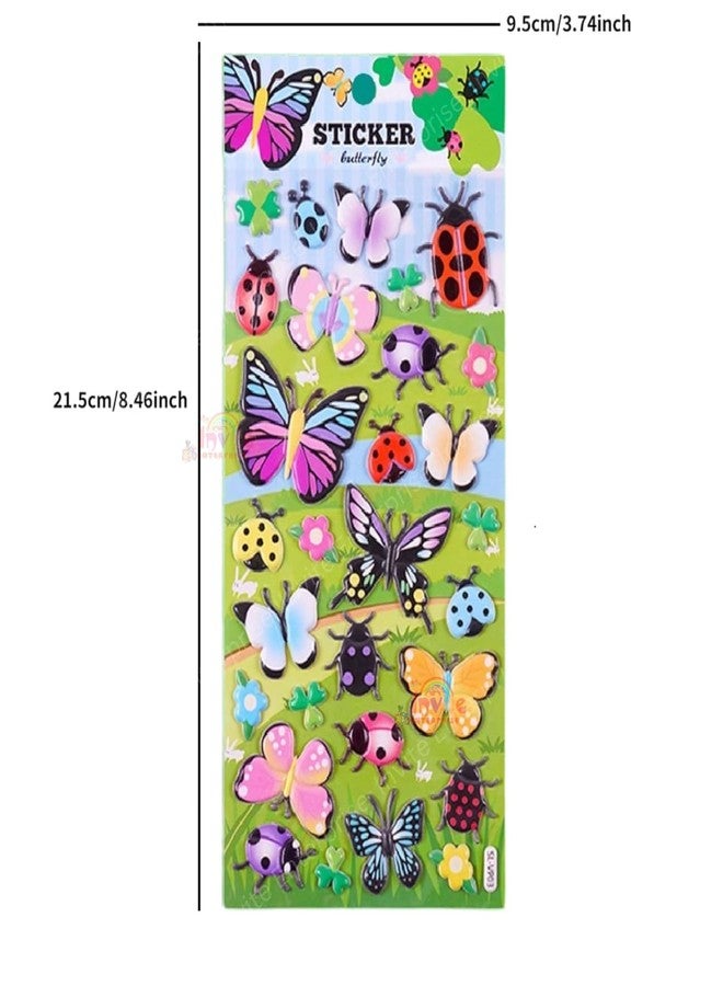 Funspark Bird Insect Butterfly 12 Sheet 3D Puffy Sticker Set – Colorful Birds, Butterflies, Ladybugs & Bug Self-Adhesive Waterproof Stickers for Kids DIY Crafts, Scrapbook & Decor - Image 2
