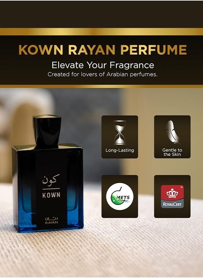 RAYAN Kown Modern Oud Perfume for Men - Long Lasting Arabian Eau De Parfum, 100mL (3.34 Fl oz), Contains Bergamot, Lavender, Cypress, Cardamom, Oud & Cedarwood, Ideal Gift for Him for Ramadan & Eid - pzsku/ZD5AEA758B56D0E4067D3Z/45/_/1739534732/7dd82423-7b22-4463-a11f-d074989dea85